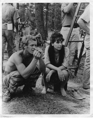 Steve Mcqueen Bare Chested With Suzanne Pleshette Candid 1965 Photo