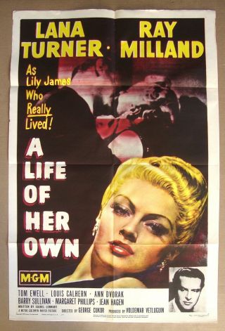 A Life Of Her Own Ray Millard Lana Turner 27x41 Movie Poster