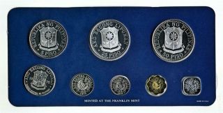 Republic Of The Philippines 1975 8 Coin Proof Set.  As Issued Franklin.