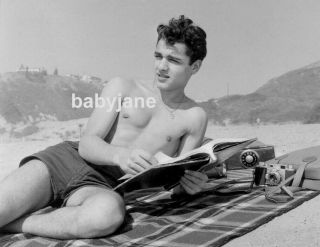 051 Sal Mineo Barechested In Shorts Read Script For Dino At The Beach Photo