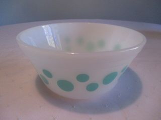 Federal Glass Oven Ware 6 " Turquoise Blue Polka Dot Mixing Bowl