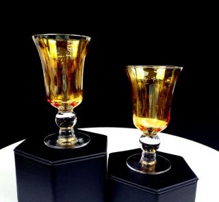 Elegant Glass Amber Panel Optic Ball Stem 2 Piece 4 1/8 " Port Wines