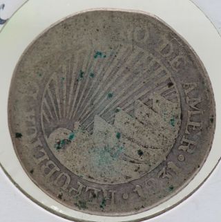 1831 Tf Central American Republic Silver Coin - 2 Reales - Plata - Jx745