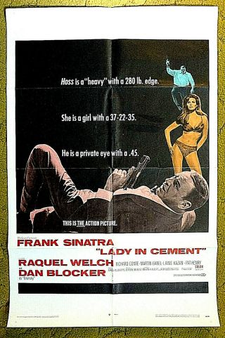 P.  I.  Frank Sinatra & Raquel Welch 1968 Poster 27x41 - - " Lady In Cement "