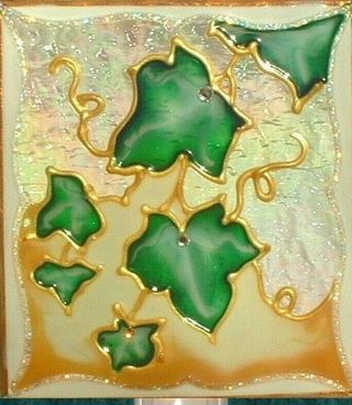 Decorative Green Ivy Vine Leaf Night Light Wall Plug In Stained Art Glass Gift
