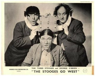 The Three Stooges Go West Lobby Card Larry Shemp Moe Portrait 1951