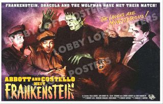 Abbott And Costello Meet Frankenstein Art Print Poster Dracula Wolfman 11 X 17