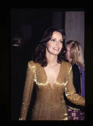 Jaclyn Smith Charlies Angels Era Candid In Gold Dress 35mm Transparency