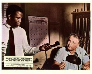 In The Heat Of The Night Lobby Card Sidney Poitier Rod Steiger 1967