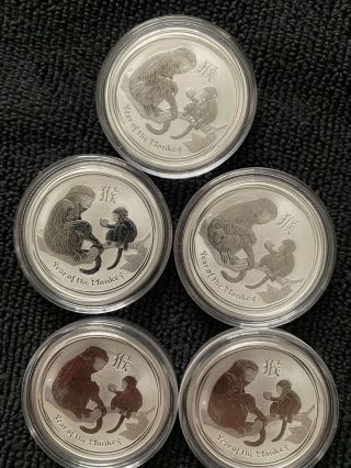 2016 Australian Lunar Year Of The Monkey 1/2 Oz.  999 Silver Coin Half Dollar