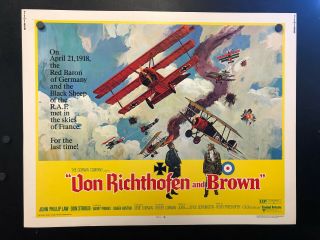 1971 Von Richthofen And Brown Half Sheet Movie Poster 22 X 28 Red Baron