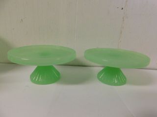 Hearth And Hand By Magnolia Set Of 2 Green Jadeite Glass Cupcake Stands