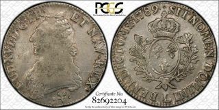 1789 - L France Silver Ecu World Foreign Coin Crown Pcgs Gold Shield