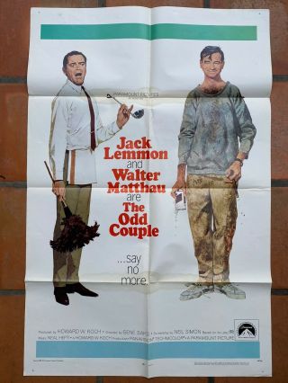 The Odd Couple 1968 Os 27x41 Movie Poster Jack Lemmon & Walter Matthau