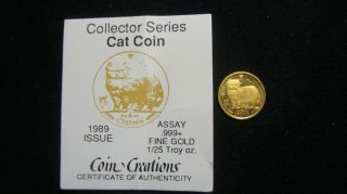 1989 Elizabeth Ii Bust Au 1/25 Oz Crown Gold Coin Isle Of Man 1.  24g Km - 252