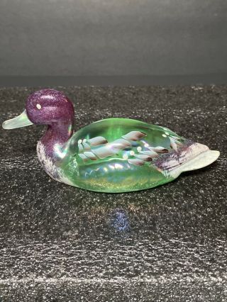 2000 Fenton Glass Handpainted Artist Signed Mallard Duck 95th Anniversary