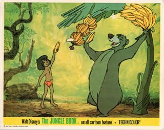 Walt Disney The Jungle Book British Lobby Card Mowgli With Banana Baloo