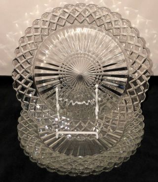 4 Hocking Waterford/waffle Crystal 9 5/8 " Dinner Plates