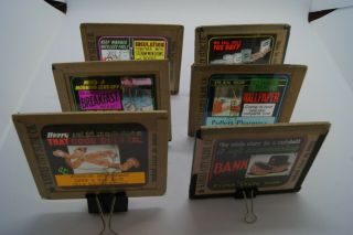 Vintage 6 Movie Theater Promotional Advertising Glass Slides 4 " Full Color