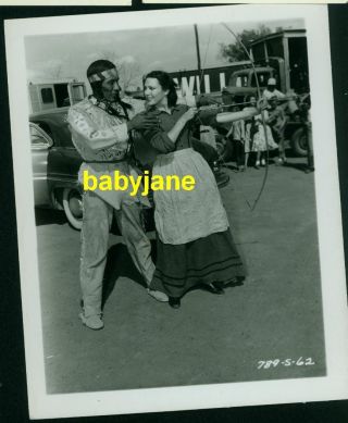 Linda Darnell Vintage 4x5 Photo Candid On Set Learning To Shoot Bow & Arrow 1950