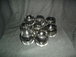 8 Vintage Roly Poly Silver Lowball Cocktail Glasses