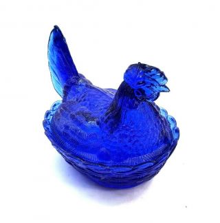 Lg Wright Cobalt Blue Hen On Nest Split Tail