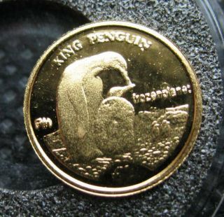 South Georgia South Sandwich Islands 2 Pounds 2012 Gold Proof Coin King Penguin
