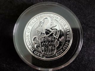 2017 Uk Red Dragon Of Wales - 2 Oz Silver 5 Pounds - Queen 