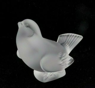 Lalique Frosted Crystal Bird Sparrow Head Up (m1)