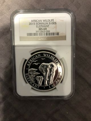 2015 Somalia 1 Oz Silver Elephant Coin