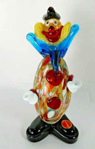 Hand Blown Murano Art Glass Clown Made In Italy Clowns