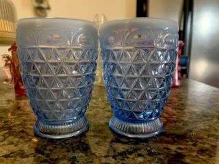 2 Imperial Laced Edge/ Katy Blue Blue Opalescent 4 1/4 " - 9 Oz Tumblers 1930s