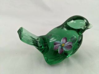 Fenton Green Glass Bird 2.  5 