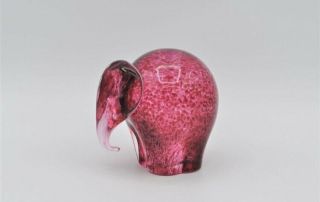 Wedgwood England Glass Pink Mottled Elephant Paperweight Glass Art
