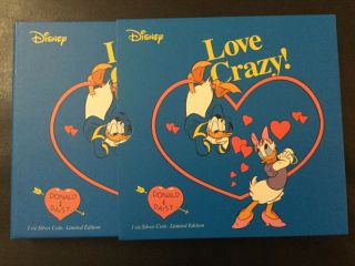 2016 NIUE 2 DOLLARS DISNEY CRAZY LOVE DONALD ONE OUNCE.  999 SILVER PROOF COIN 2