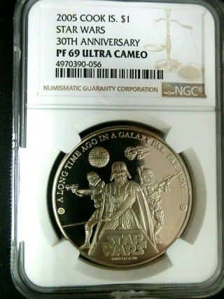 Ngc Pf69ultra Cameo - Cook Islands 2005 Star Wars - 30th Ann.  $1 Almost Perfect Pf