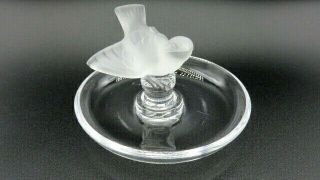 Vintage Signed Lalique France Crystal Frosted Bird Art Glass Ring Bowl Dish Tray