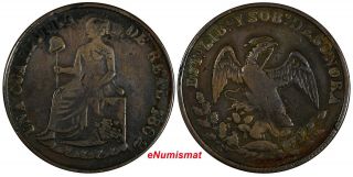 Mexico First Republic Copper 1862 1/4 Real Hermosillo 32 Mm Km 365 (15 598)