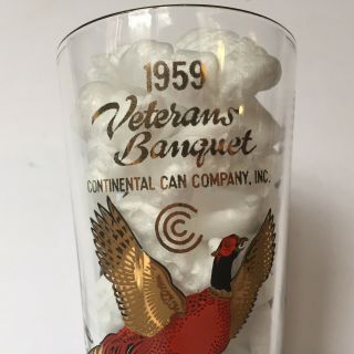 1959 Continental Can Company Inc Banquet Gold Rimmed Pheasant Tumblers Set of 4 2