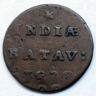 Netherlands East Indies,  Batavian Republic 1/2 Duit 1808 Doubled Die Error O5.  1