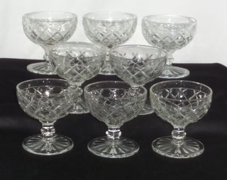 8 Hocking Waterford/waffle Crystal 3 1/2 " Sherbets