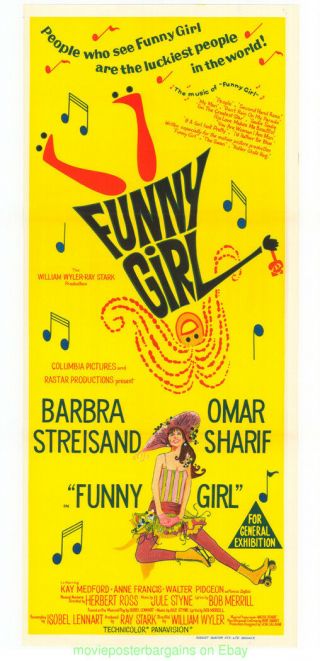 Funny Girl Movie Poster Australian Daybill 13x30 In Barbra Streisand