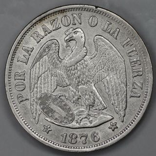 1876 Republic De Chile Un Peso Au Details Km142.  1 (8997)