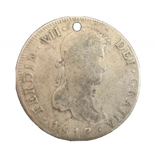1817 Spanish 8 Reales Silver Coin Ferdin Vii - Holed
