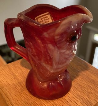 Imperial Glass Co End of Day Ruby Slag Owl 3 1/4 