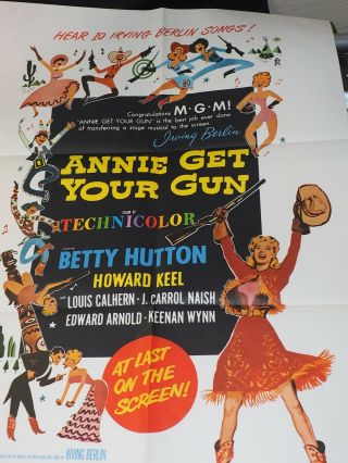 1950 " Annie Get Your Gun " Irving Berlin,  Betty Hutton Movie Poster