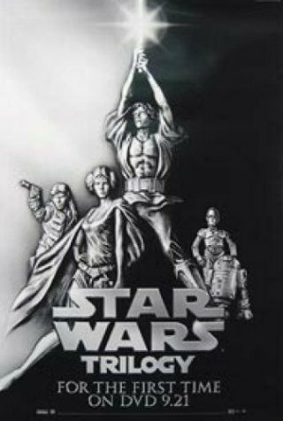 Star Wars Trilogy Rare Dvd 27x40 Movie Poster Harrison Ford R2d2 C3po