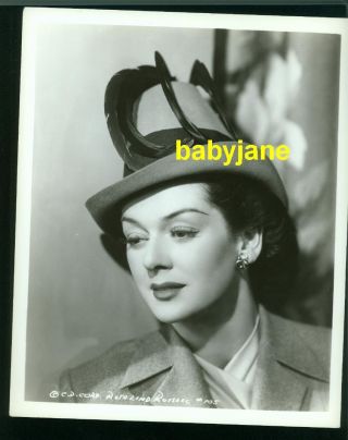 Rosalind Russell Vintage 8x10 Photo Lovely Portrait Wearing Hat Fashion Tie - In