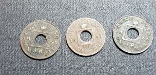 3 Hong Kong 1 Mil 1863,  1865,  1866