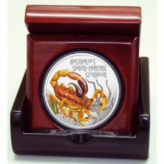 Tuvalu 2014 Pf 1 Oz Silver Spider Hunting Scorpion " Deadly & Dangerous " Series
